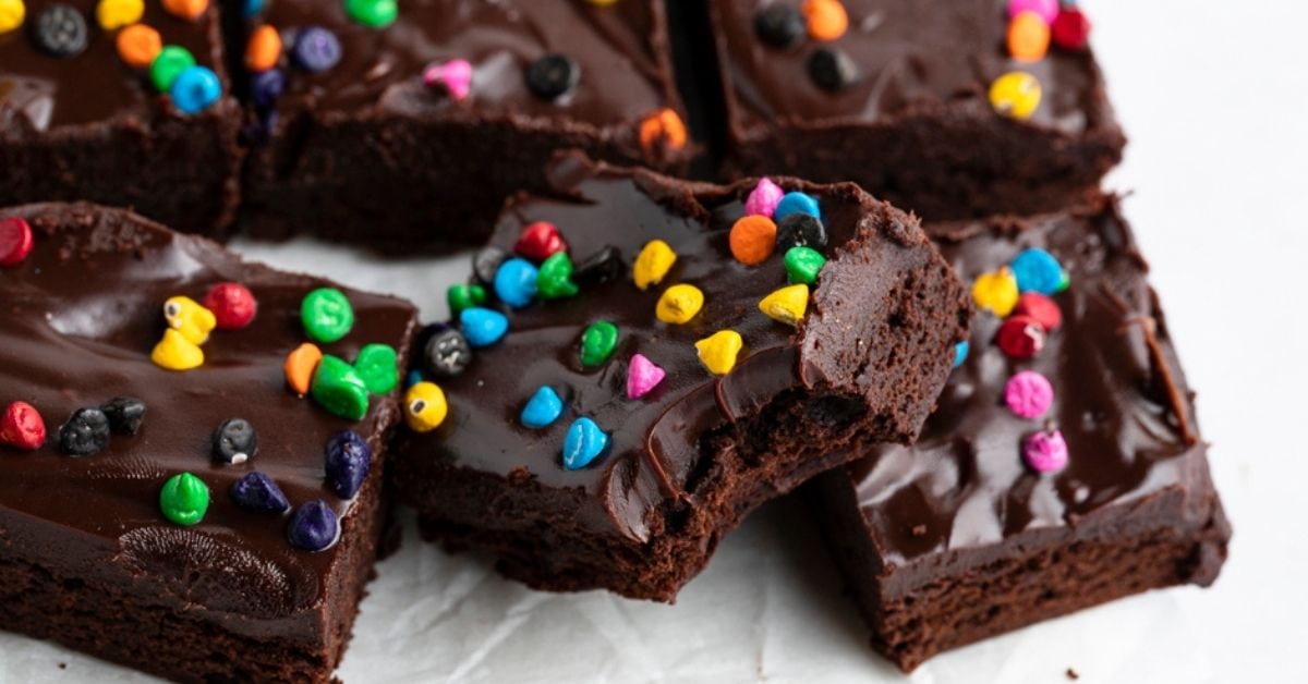 Homemade Sweet and Fudgy Cosmic Brownies with Sprinkled Chipped Candies