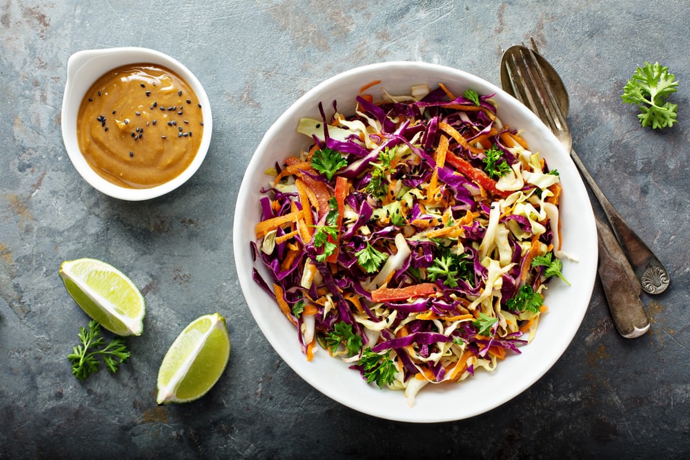 Asian Salad with Sesame and peanut butter dressing