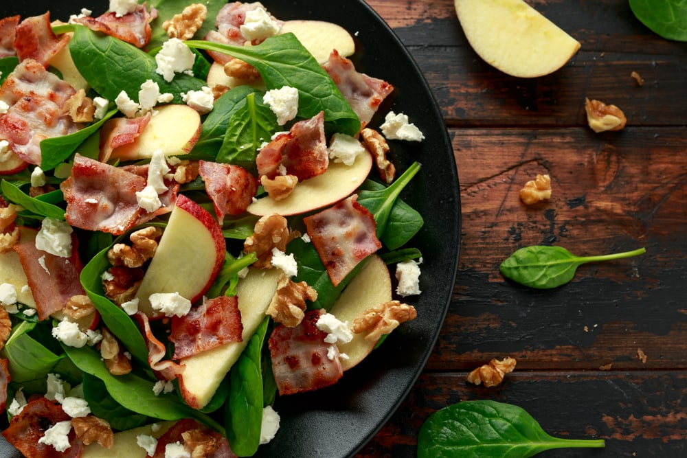 Spinach Salad with Hot Bacon Dressing 