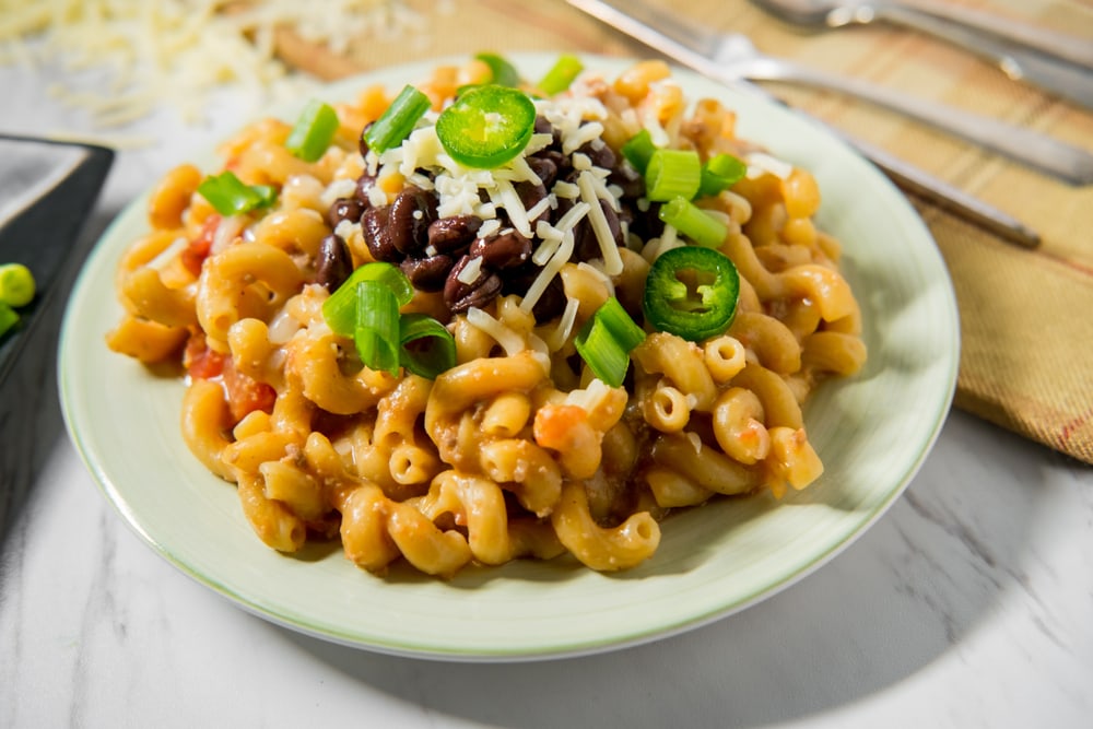 Mac and Cheese With Jalapenos and Black Beans