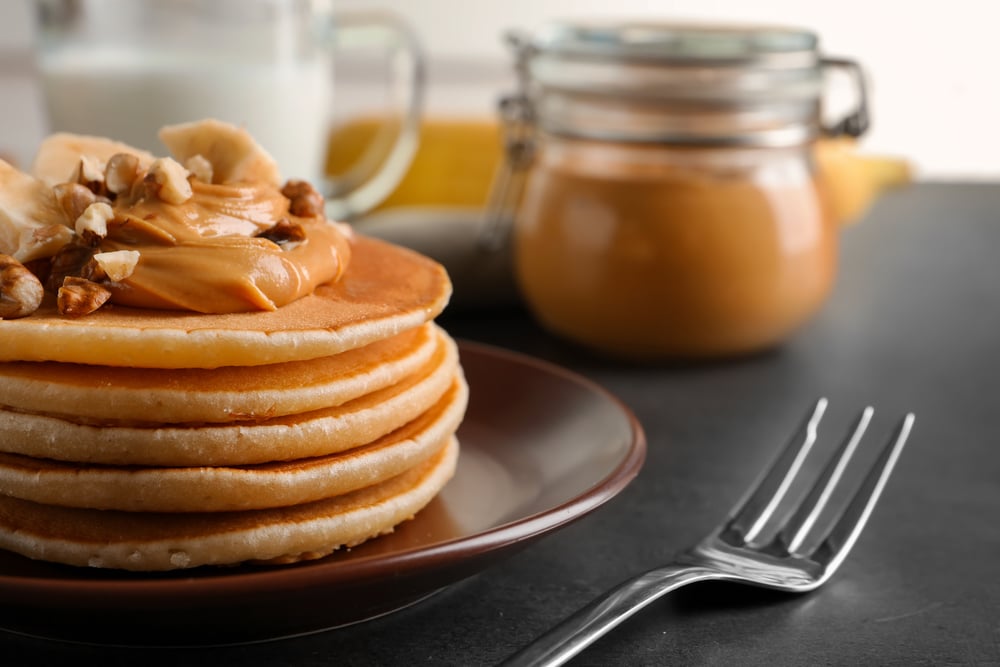 Pancakes with Peanut Butter Topping