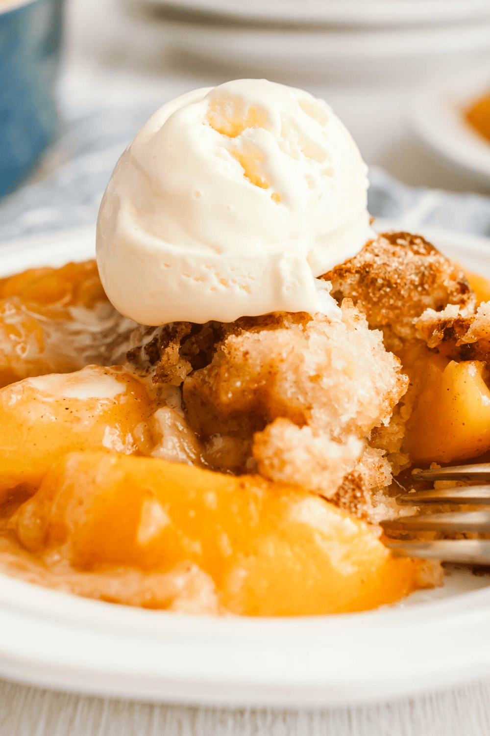 Peach Cobbler with Ice Cream