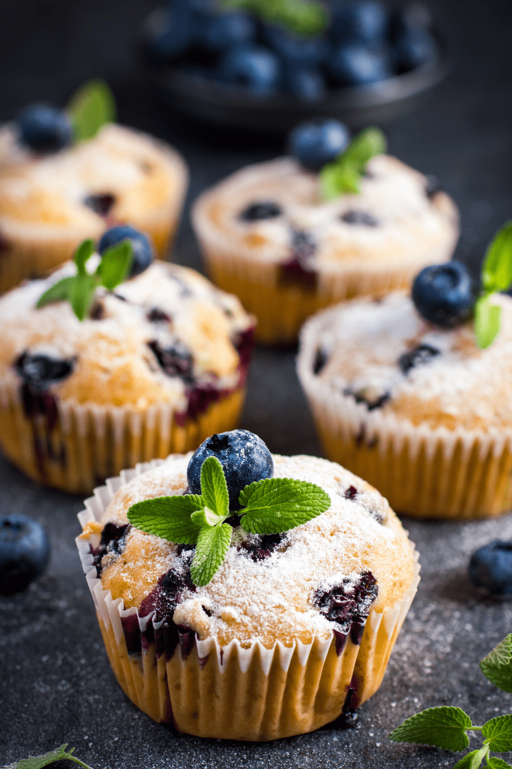 Blueberry Muffins With Powdered Sugar