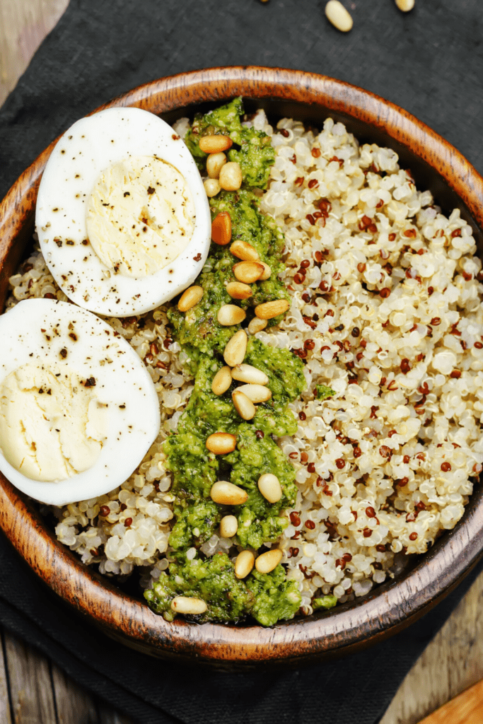 Pesto Quinoa With Hard-Boiled Egg