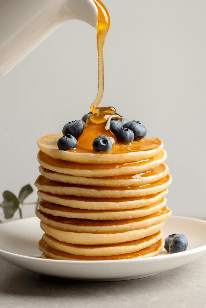 Pancakes with Blueberries and Maple Syrup