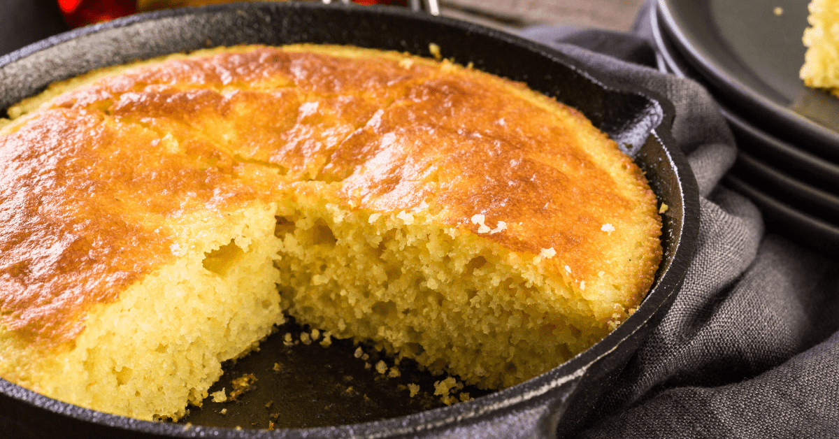 Homemade Cornbread in Skillet