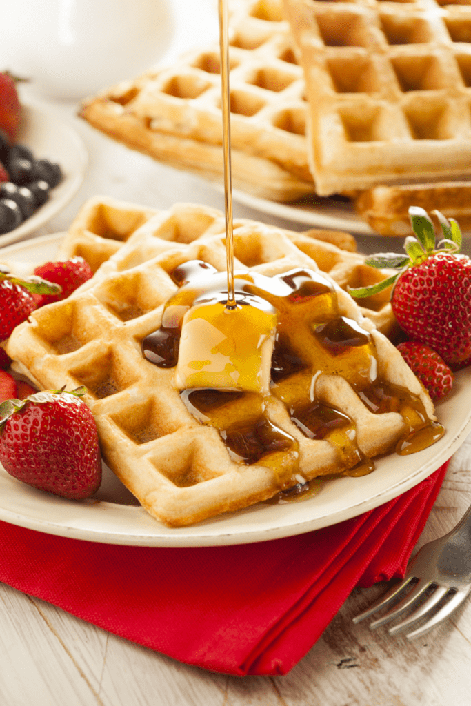 Waffles with Honey, Strawberry and Butter