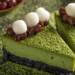 Matcha Cake with Red Beans and Rice Dumplings