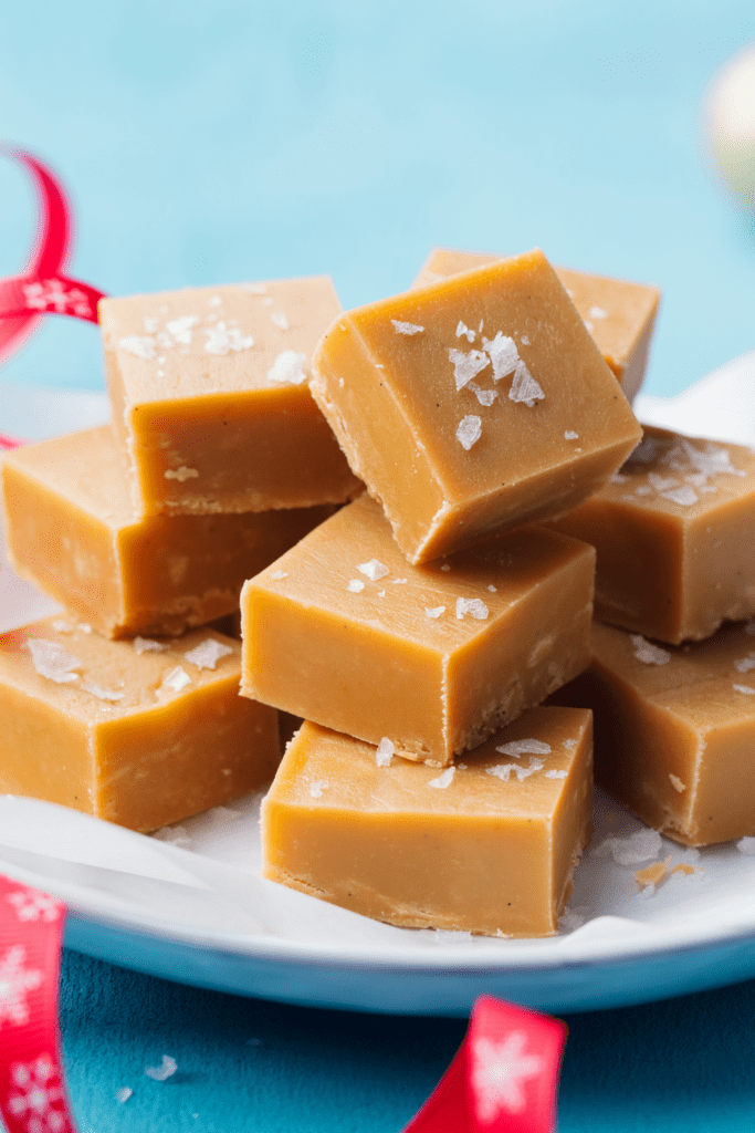 Stack of Salted Peanut Butter Fudge