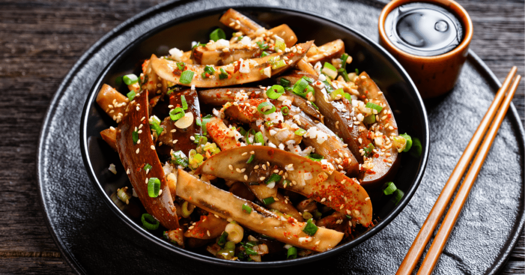 Steamed and Seasoned Eggplant with Chopped Onions