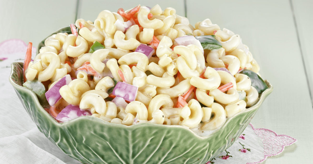Bowl of Creamy Macaroni Salad