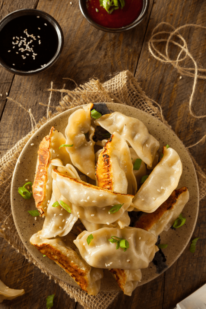 Chinese Potstickers with Soy Sauce and Ketchup
