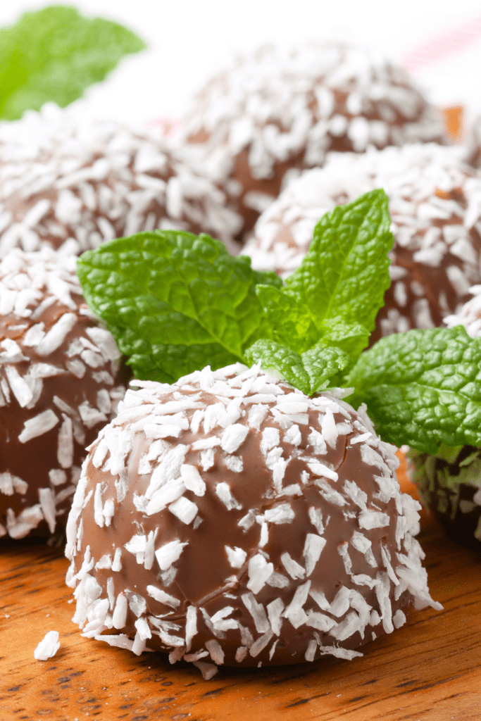 Chocolate Pralines with Coconut and Mint