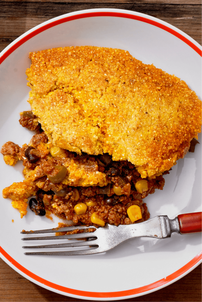 Homemade Cowboy Cornbread with Beans and Ground Beef