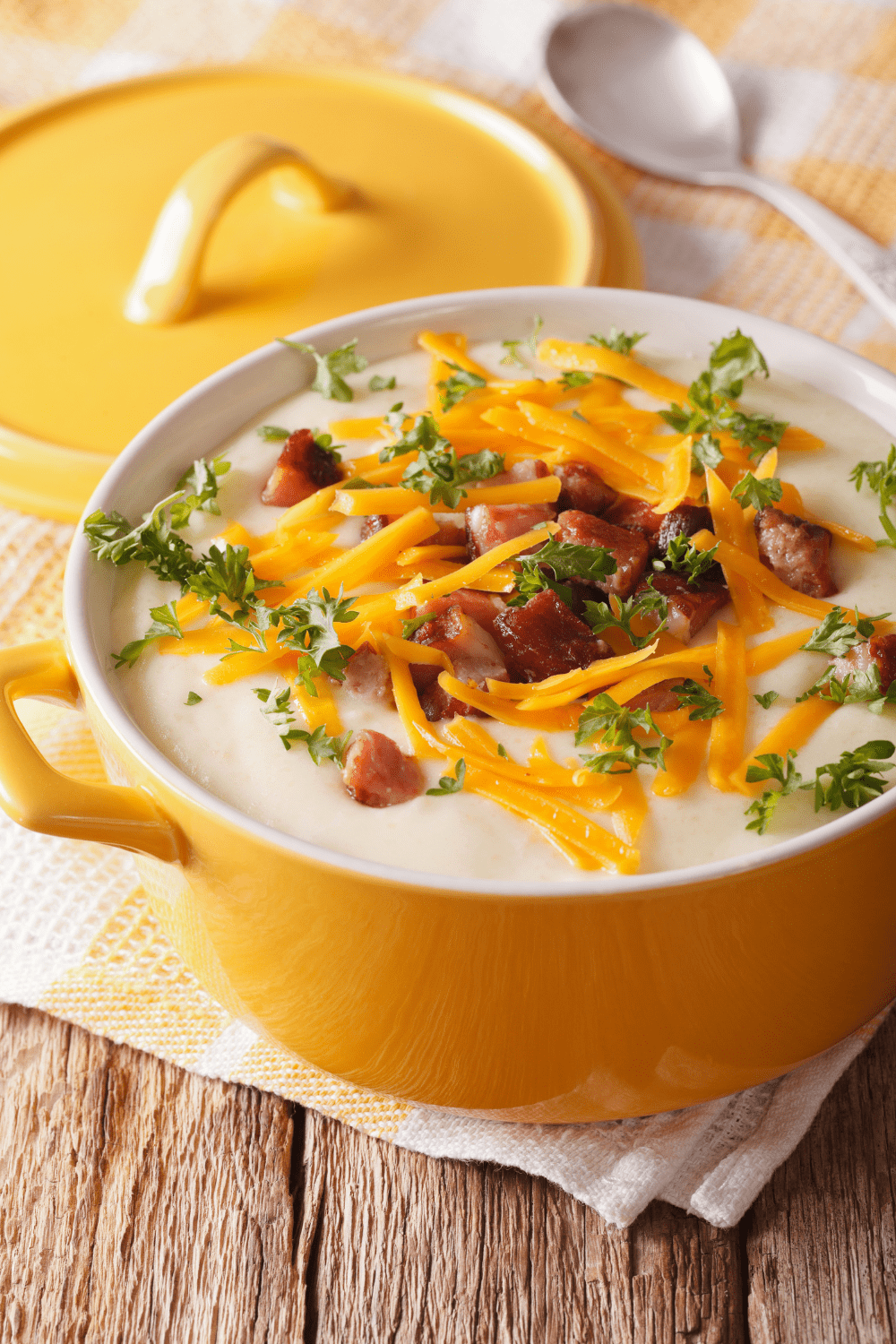 Creamy Potato Soup with Cheese and Bacon