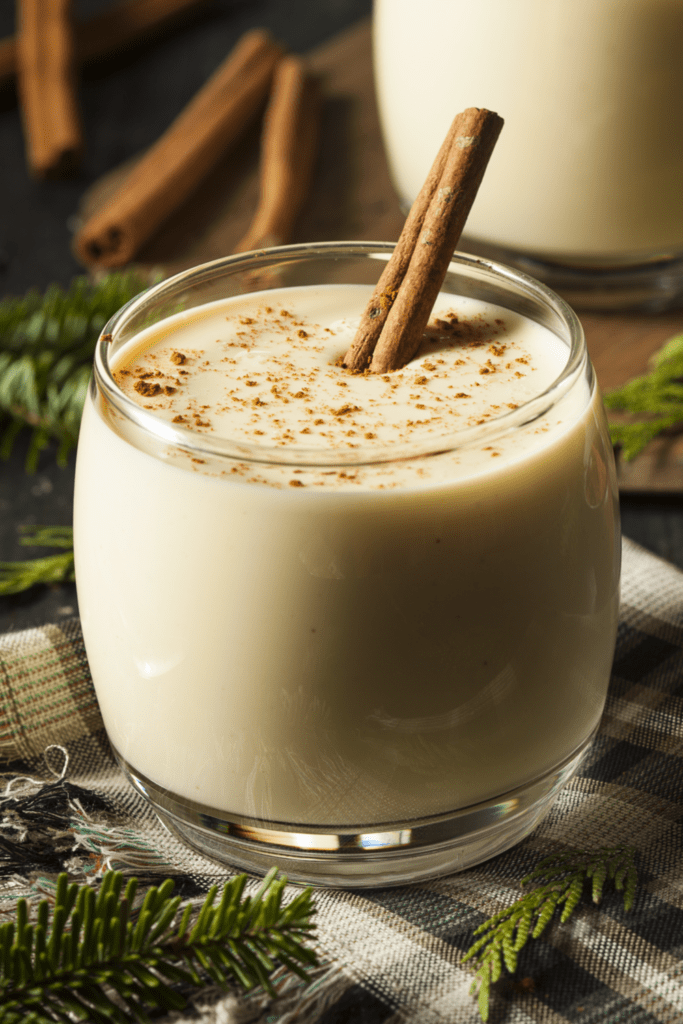 Homemade Eggnog with Cinnamon Sticks