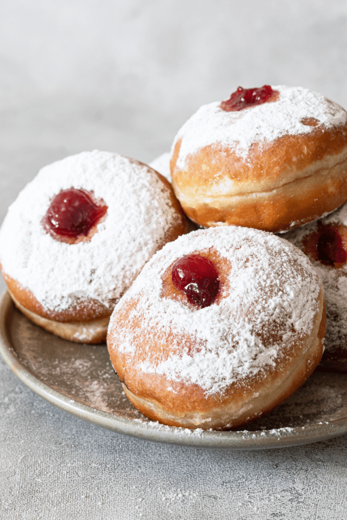 Homemade Jam Donuts with Powdered Sugar