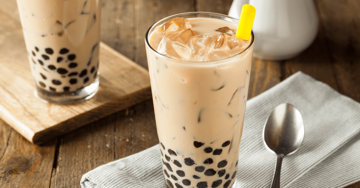 Homemade Milk Bubble Tea with Tapioca Pearls