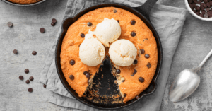 Skillet Cookie with Chocolate Chips and Ice Cream