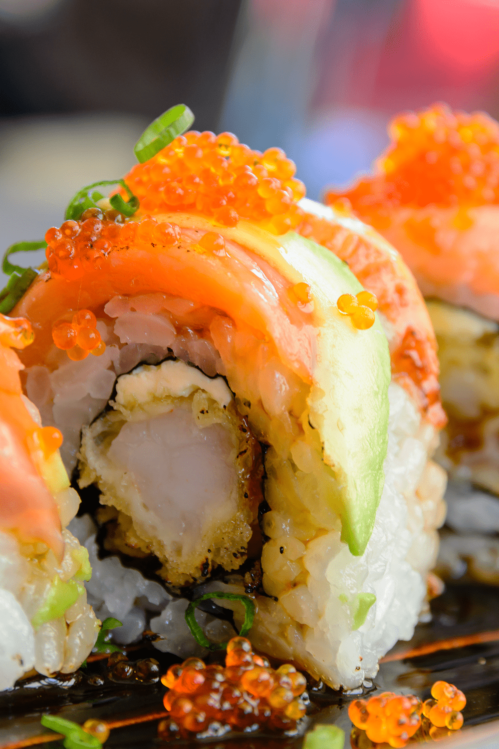 Sushi Roll with Salmon and Tempura
