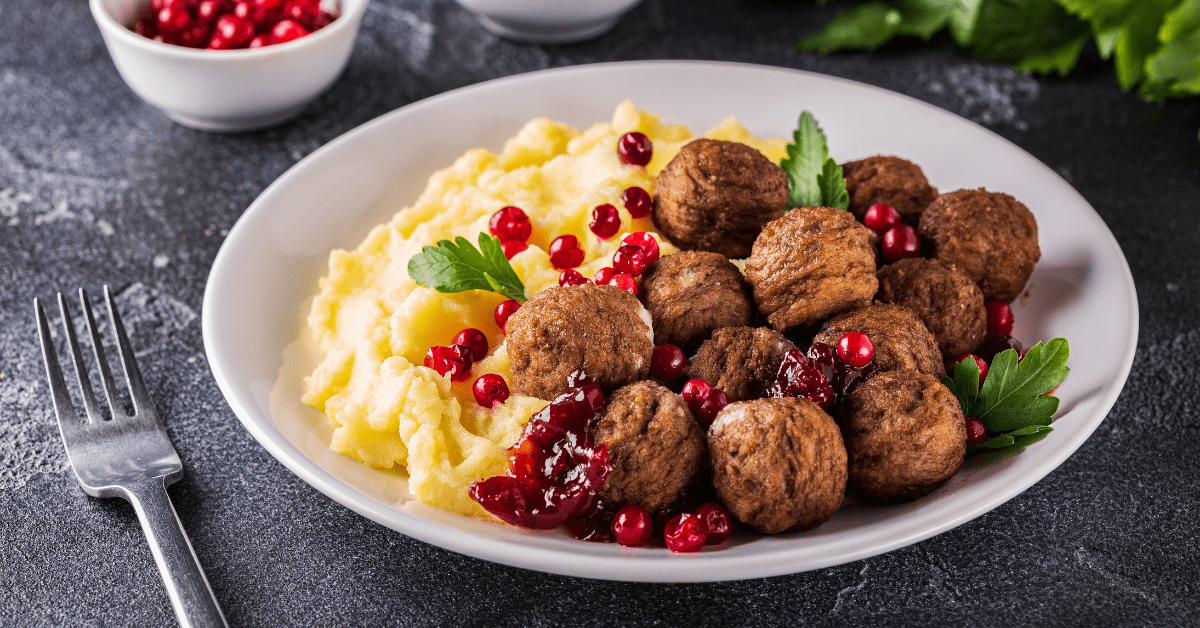 Swedish Meatballs with Pomegranate and Cream Sauce