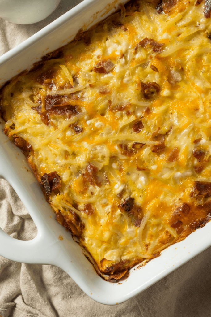 Breakfast Casserole with Hashbrowns, Cheese and Sausage