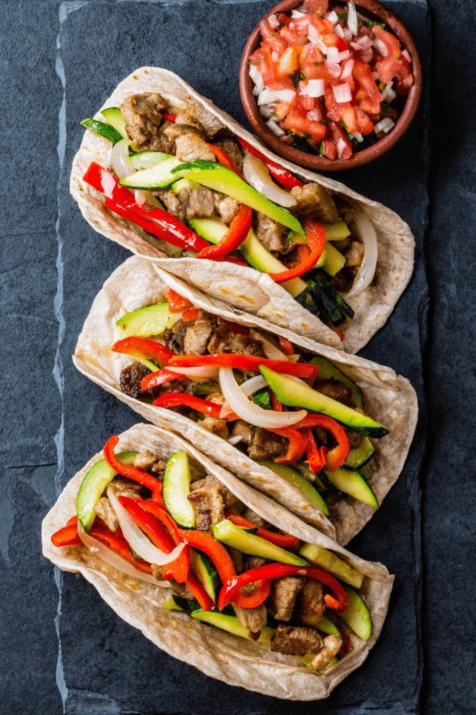Pork Tacos with Vegetables and Salsa
