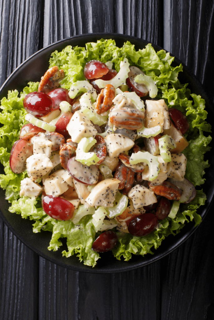 Rotisserie Chicken Salad with Pecans, Grapes And Veggies