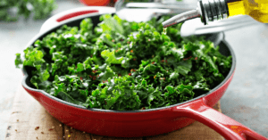 Sauteed Kale in a Cast Iron Pan