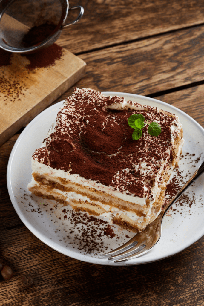 A slice of tiramisu for dessert