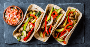 Tacos with Pork, Vegetables and Salsa