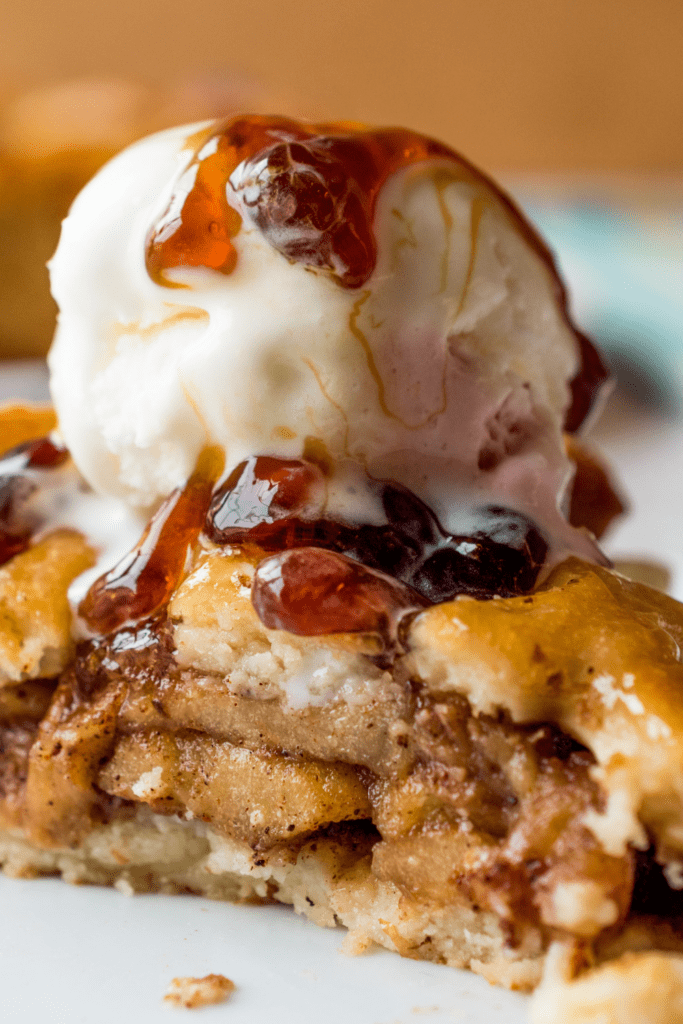 Apple Pie with Ice Cream and Caramel Sauce