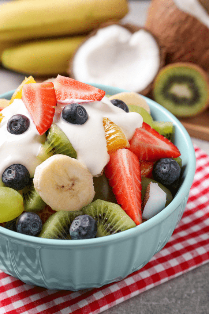 Bowl of Fruit Salad with Yogurt