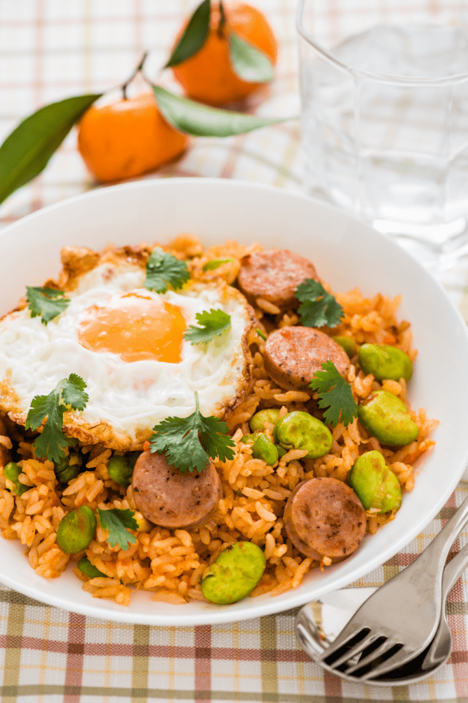 Fried Rice with Hotdog and Egg