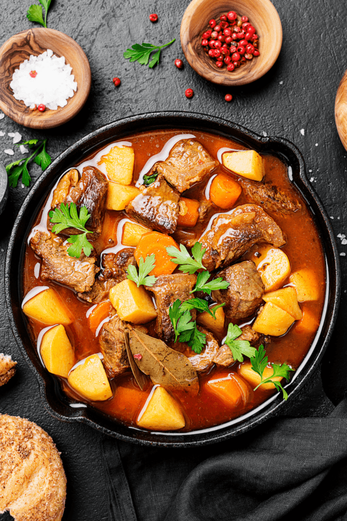 Hungarian Goulash with Beef, Carrots, Potatoes and Spices