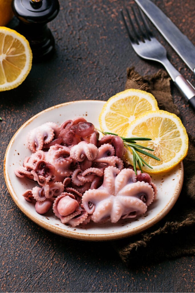 Raw Baby Octopus with Lemons