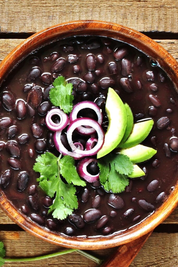 Black Bean Soup with Avocadoes