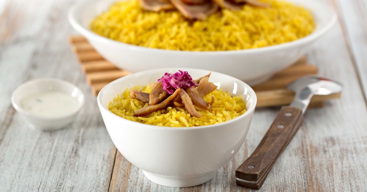 Bowl of Saffron Rice Chicken