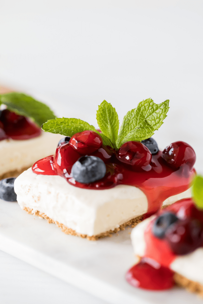 Cherry Cheesecake with Mint and Berries