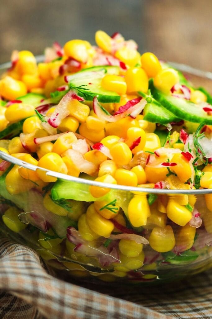 Corn Salad with Cucumber and Onions