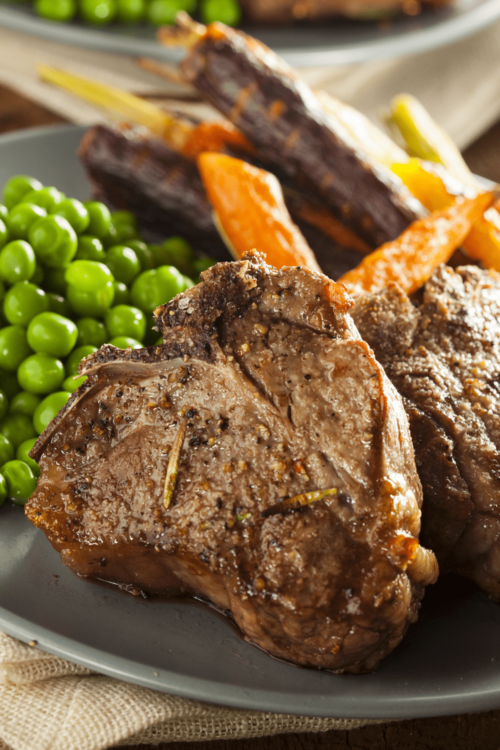 Lamb Chops with Carrots and Peas