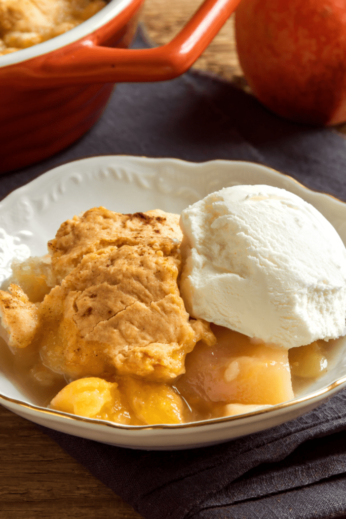 Peach Cobbler with Ice Cream