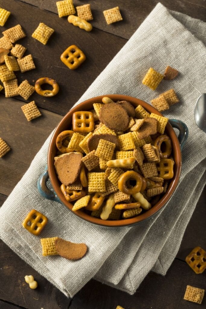 Salty Snack Mix with Cereal and Pretzels