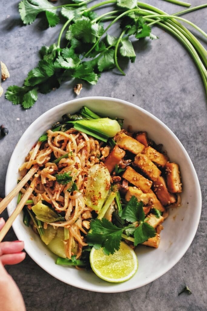 Tofu Pad Thai in a Bowl