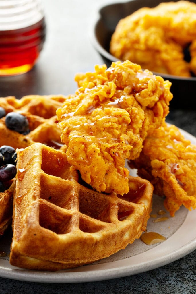 Waffle Chicken with Blueberries