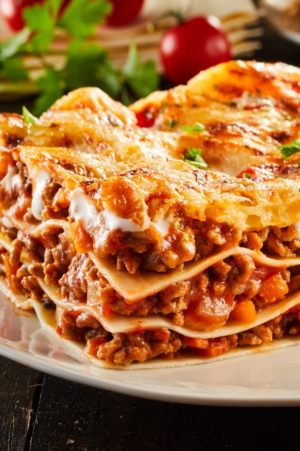 Homemade Barilla Lasagna with Ground Beef and Tomato Sauce