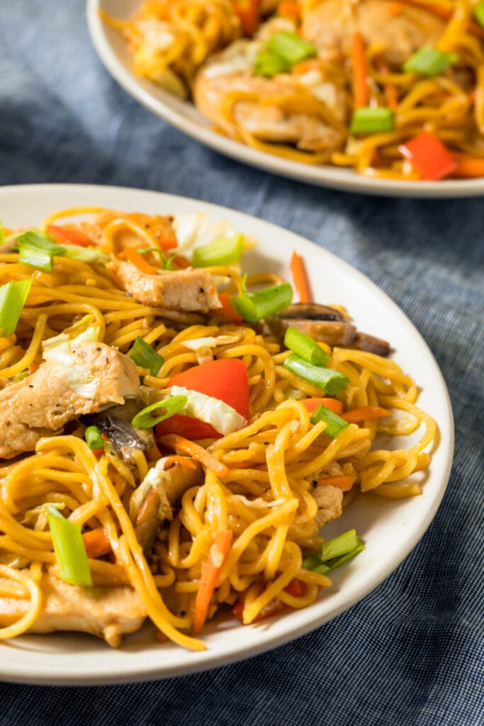 Chicken Yakisoba Noodles with Vegetables