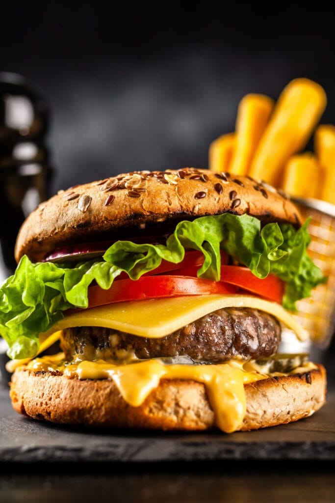 Homemade Big Mac Burger with Fries