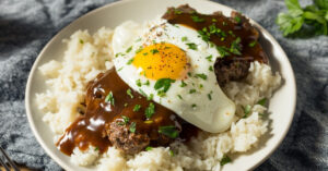 Homemade Loco Moco or Hawaiian Hamburger Rice