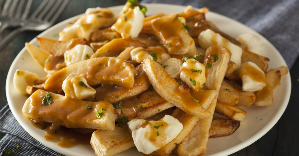 Homemade Poutine with French Fries and Gravy